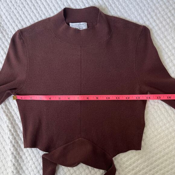 & Other Stories Brown Cropped Lace Up Mock Neck Sweater Top (Small) - Picture 9 of 10